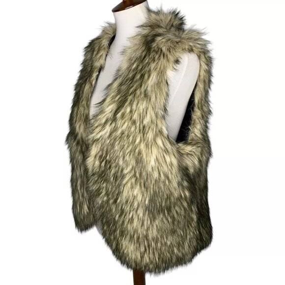 Denim & Supply by Ralph Lauren Faux Fur Vest Size Large Open Front Lined 18184 - Picture 2 of 6